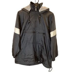 RIGÖ 2000 Black White Color Block Anorak Windbreaker Jacket Hooded Size L